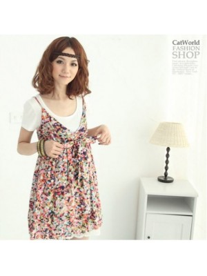 YC9564*Trendy Printing Dress (Orange)